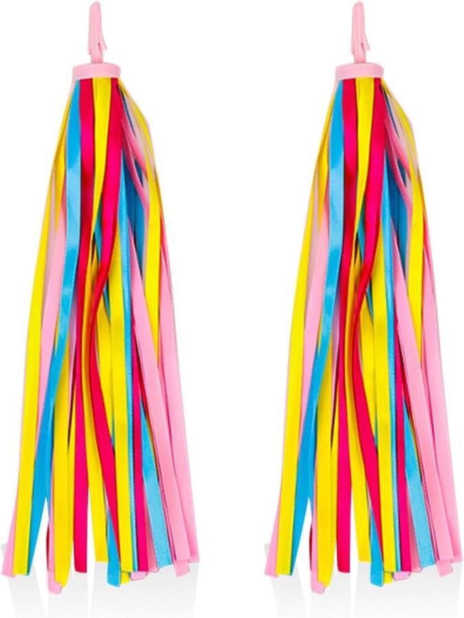 Kinderfiets Decoratie Kleurrijke Kwasten Fiets Versieren Set van 2 stuks 28 cm lang Meerkleurig