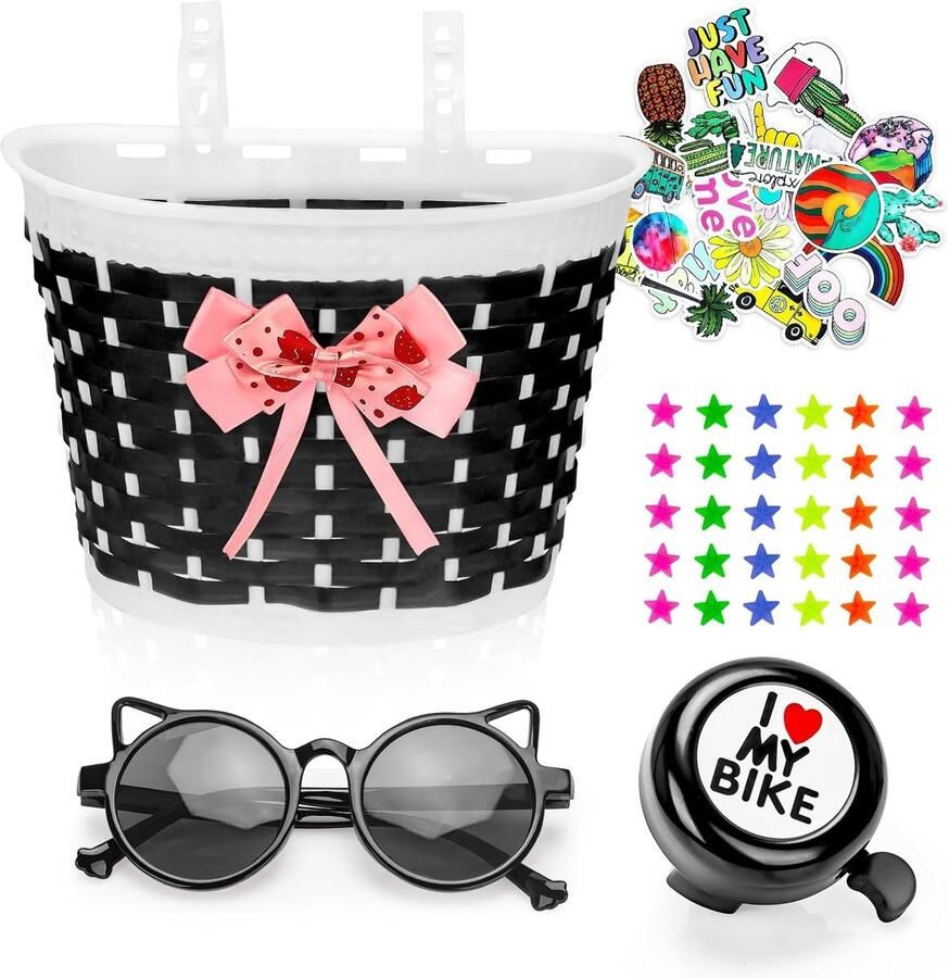 Kinderfiets Decoratie Set Fiets Accessoires Fiets Opvrolijken Compleet Pakket 5 Delig Zwart