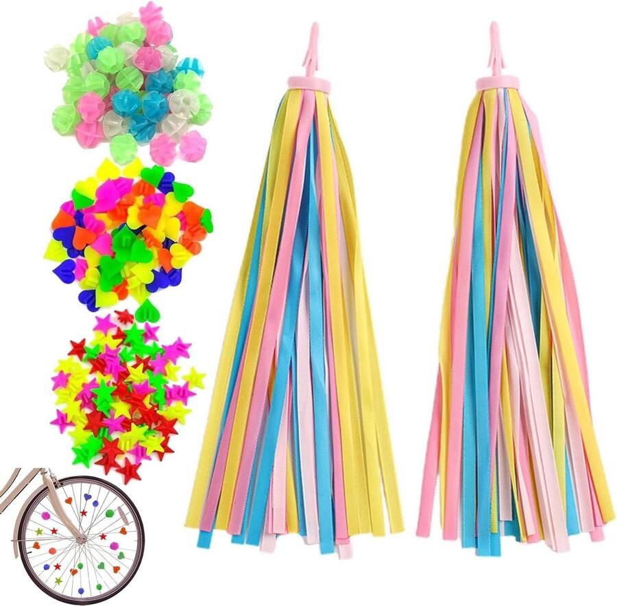 Kinderfiets Decoratie Set Fiets Accessoires Fiets Opvrolijken Veelzijdig en Kleurrijk 108 Stuks Kralen Multicolor