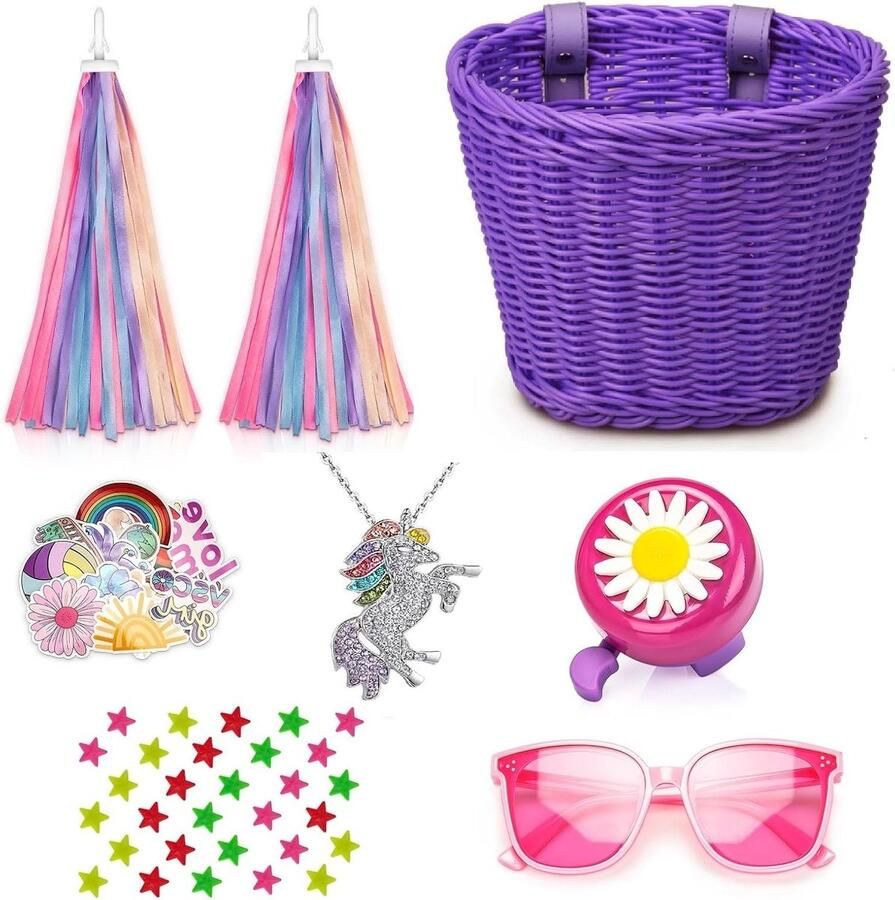 Kinderfiets Decoratie Set Fiets Accessoires Meisjes Fiets Versieren Compleet Inclusief Mand Bel