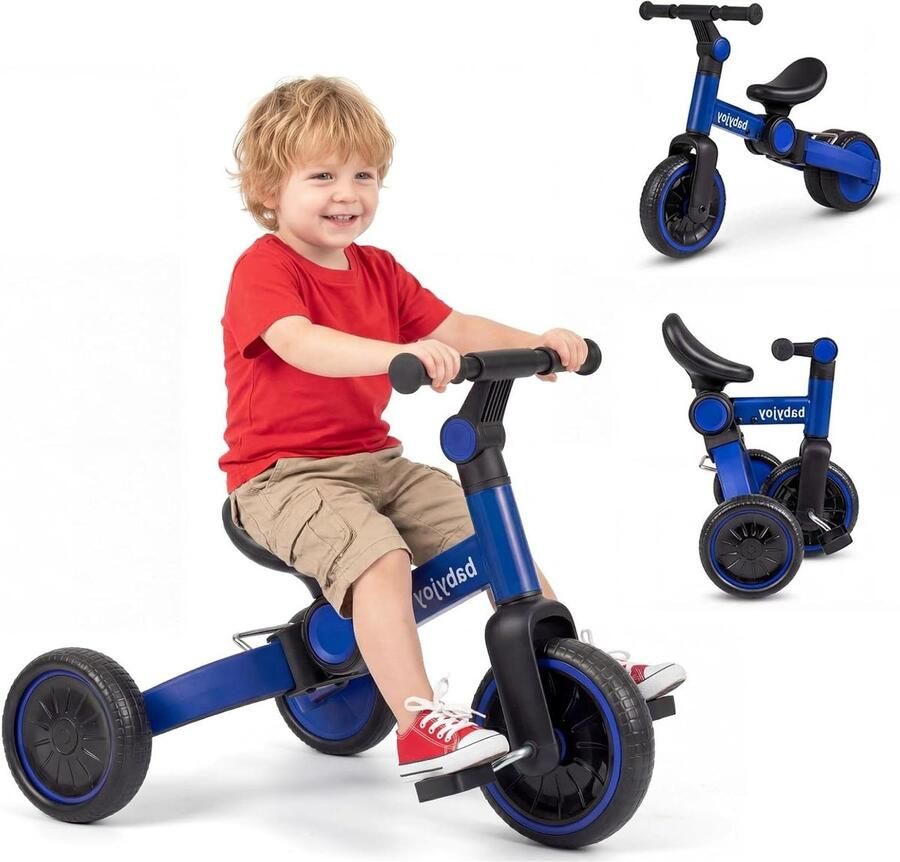 Kinderfiets Driewieler Loopfiets Omschakelbaar Leren Fietsen Afneembare Pedalen 66 x 485 x 515 cm Blauw