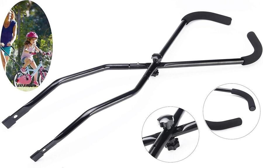 Kinderfiets Duwstang Fiets Hulp Fietsen Leren Universele Klem 48 cm Zwart