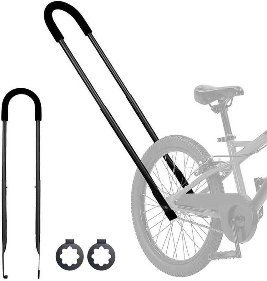 Kinderfiets Duwstang Fiets Trainer Handvat Kind Leren Fietsen In Hoogte Verstelbaar Universeel Passend Zwart
