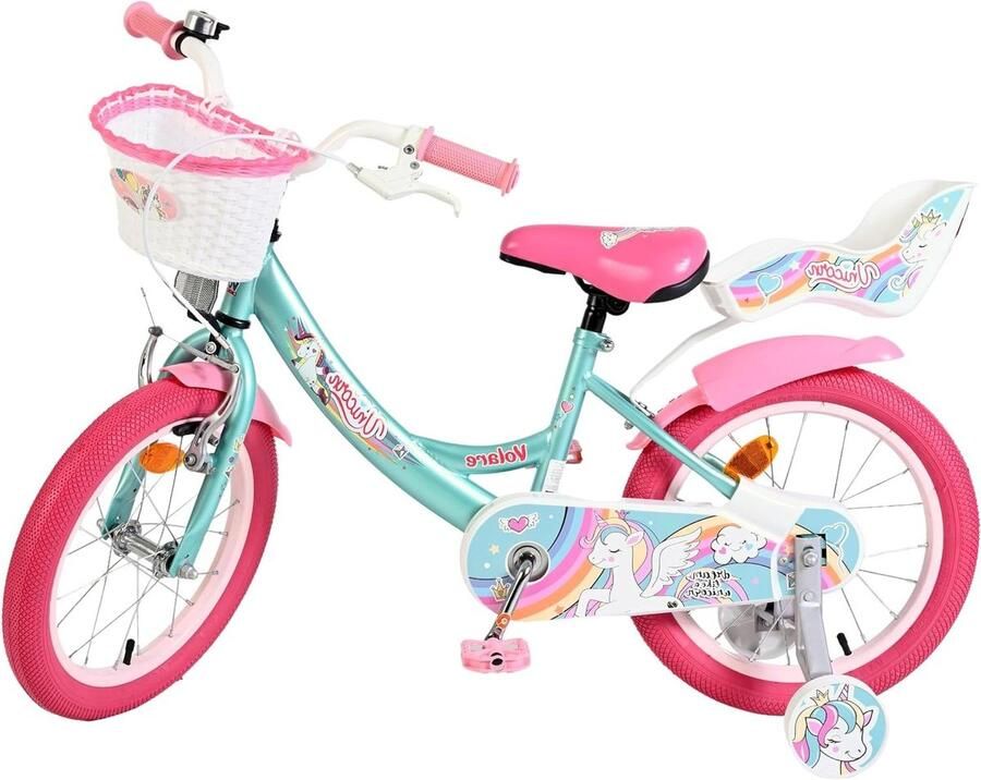 Kinderfiets Eenhoorn Meisjesfiets 4-6 jaar Leren Fietsen Handrem en terugtraprem 40 cm Groen