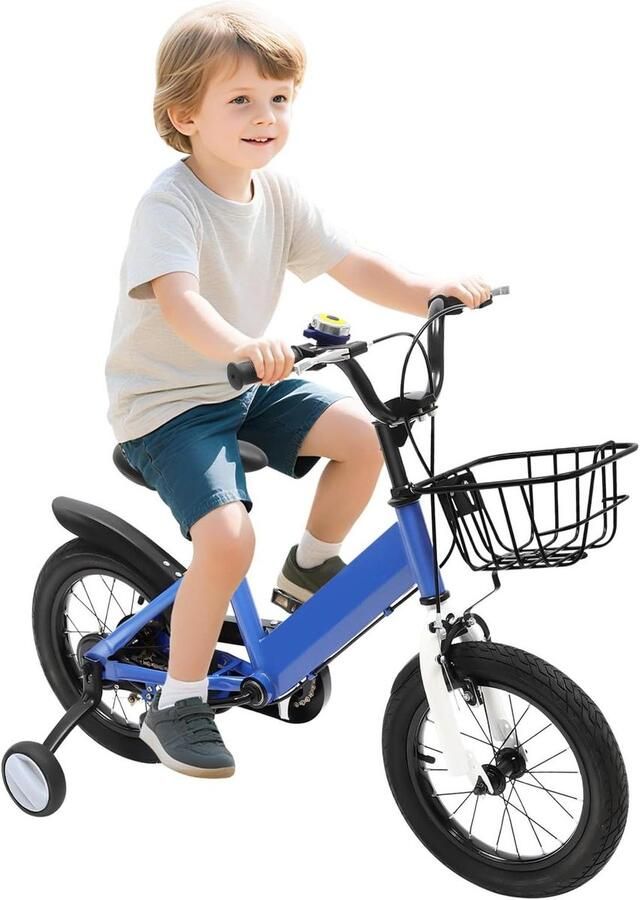 Kinderfiets Fiets voor kinderen Leren fietsen In hoogte verstelbaar 14 inch Blauw