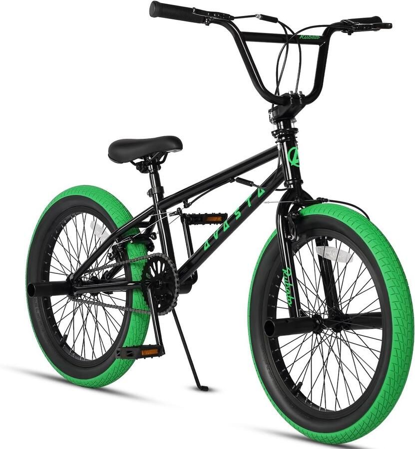 Kinderfiets Freestyle BMX Fiets Spelen Buiten Stevig Stalen Frame 20 Inch Wielmaat Zwart Groen