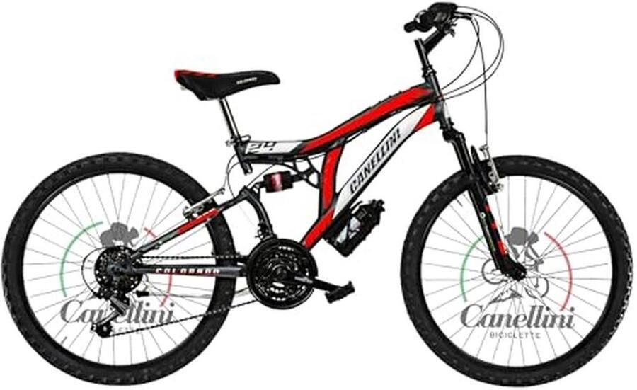 Kinderfiets Full Suspension sfiets sfiets Buiten Fietsen 18 Versnellingen 24 inch Zwart Rood