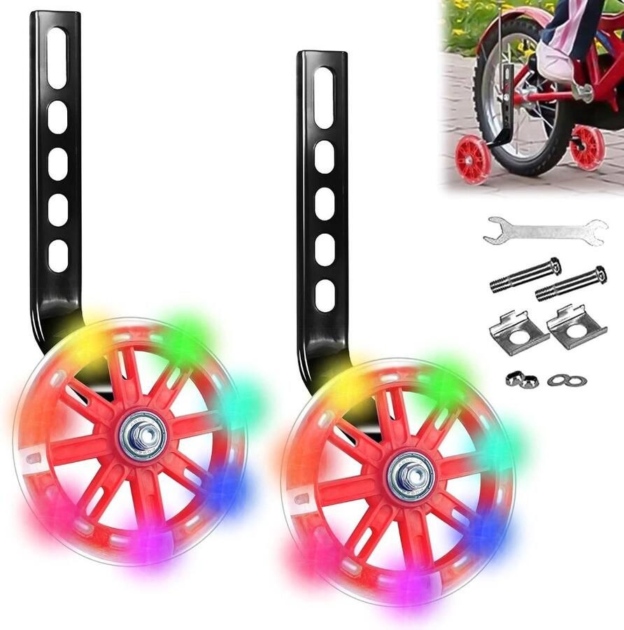 Kinderfiets Hulpwielen Voor Kinderfietsen Verstelbare Universele Steunwielen Fietsstabilisatoren Kinderfiets Stabilisatoren 12 14 16 18 20 Inch Kinderfiets (1 Paar Zwart)