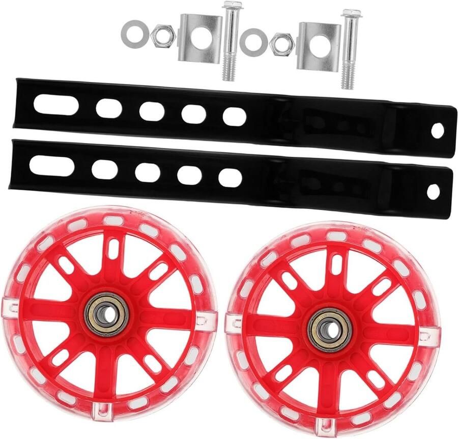 Kinderfiets Hulpwielen Zijwieltjes Stabilisatoren Fietsen Leren Knipperende Wielen 29 x 11.5 x 2 cm Rood