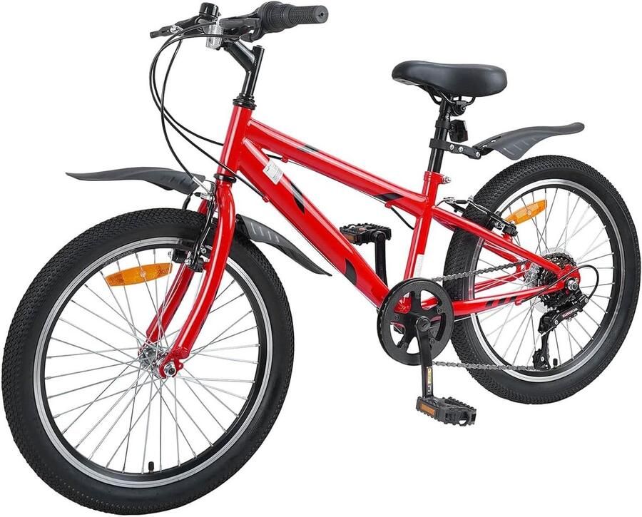 Kinderfiets Jeugdfiets Buiten spelen 6 versnellingen 20 inch Rood
