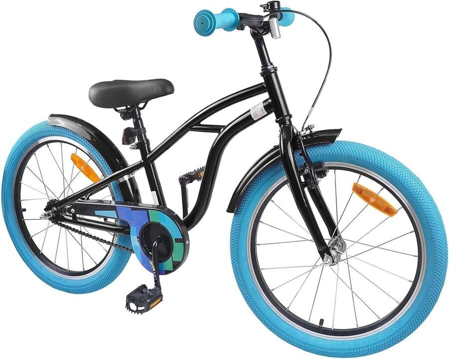 Kinderfiets Jeugdfiets Buitenavonturen Stalen frame 22 inch Zwart
