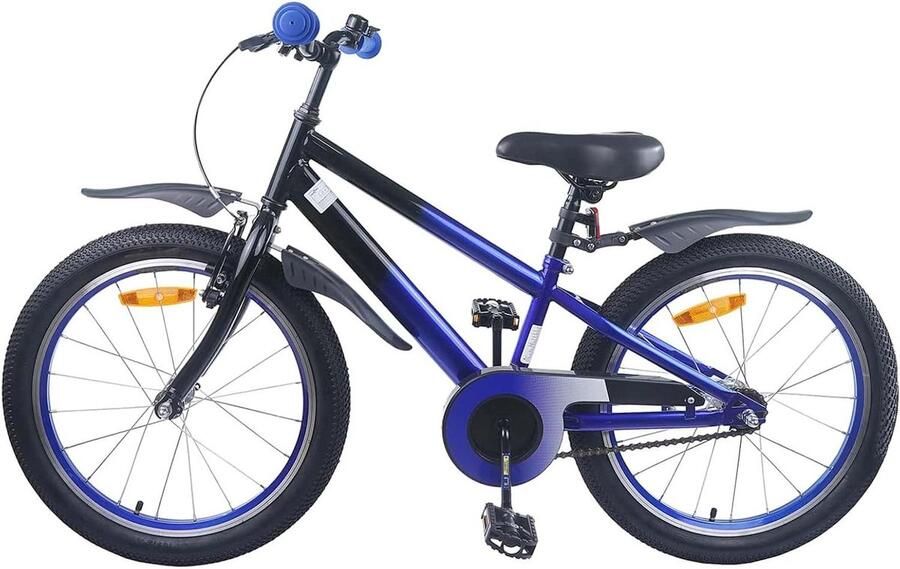 Kinderfiets Jeugdfiets Kinderloopfiets Veilig Fietsen Leren Stevig Stalen Frame 18 inch Blauw Zwart