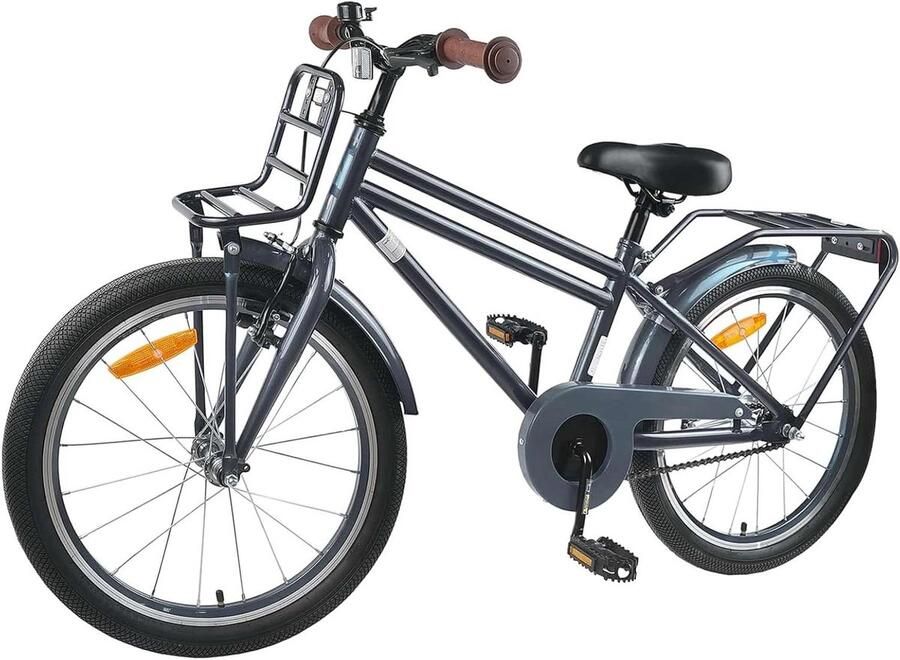 Kinderfiets Jeugdfiets Schoolweg Vrije Tijd Veilig Rem Systeem 18 Inch Wielen Donkergrijs