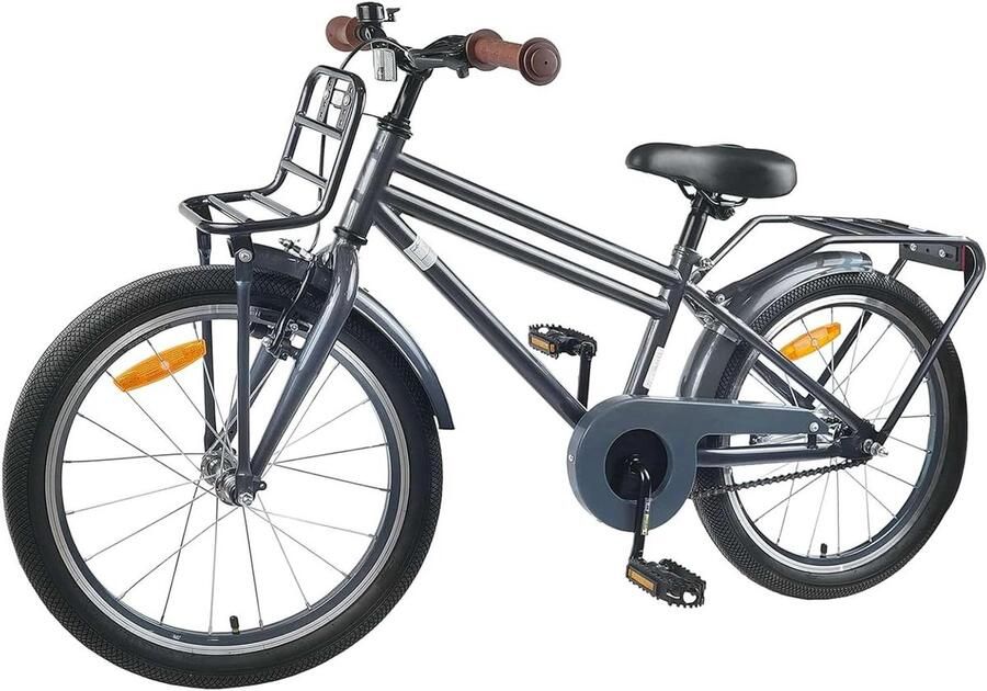 Kinderfiets Jeugdfiets Meisjes Schoolweg Vrije Tijd Veilig Comfortabel 18 inch Donkergrijs