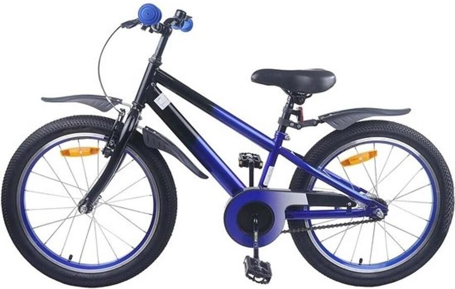 Kinderfiets Jeugdfiets om te leren fietsen Veilig leren fietsen Stevig stalen frame 18 inch Blauw zwart