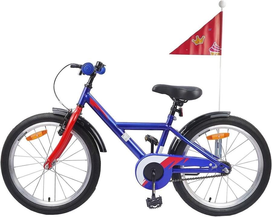 Kinderfiets Jeugdfiets Peuterfiets Buiten Spelen Stevig Stalen Frame 18 Inch Donkerblauw
