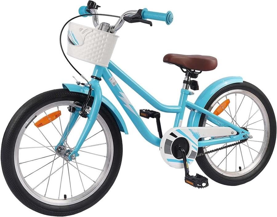 Kinderfiets Jeugdfiets Veilig leren fietsen Stabiel stalen frame 18 inch Hemelsblauw