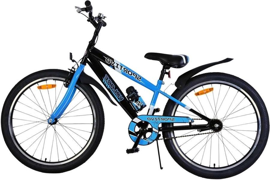 Kinderfiets Jongens Jongensfiets Fiets Fietsen Buiten Verstelbaar Stuur 24 inch Zwart Blauw