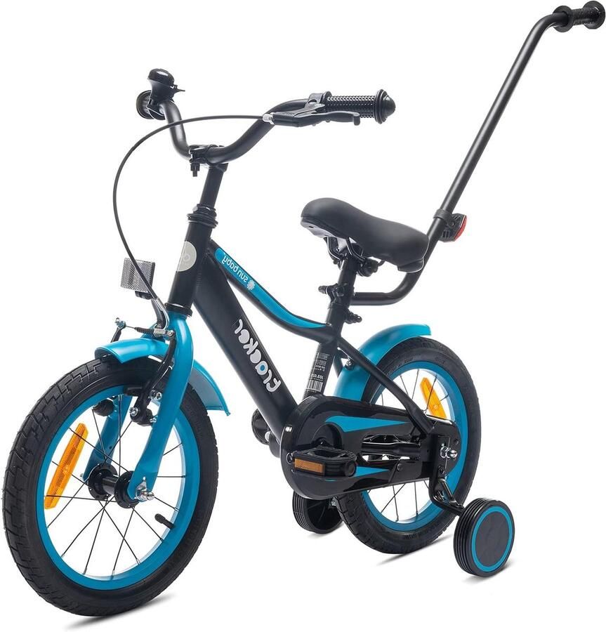 Kinderfiets Jongens Jongensfiets Kinderfiets Leren Fietsen Met Zijwieltjes 14 inch Blauw Neon
