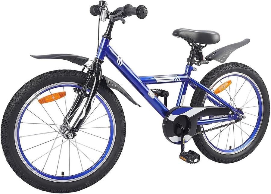 Kinderfiets sfiets Fietsplezier Leren Dubbele Remfunctie 20 Inch Wielen Donkerblauw