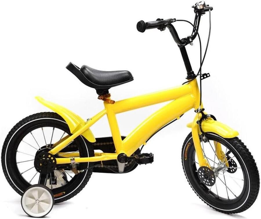 Kinderfiets sfiets Veilig Leren Fietsen Verstelbaar Stuur Zadel 14 Inch Wielmaat Geel