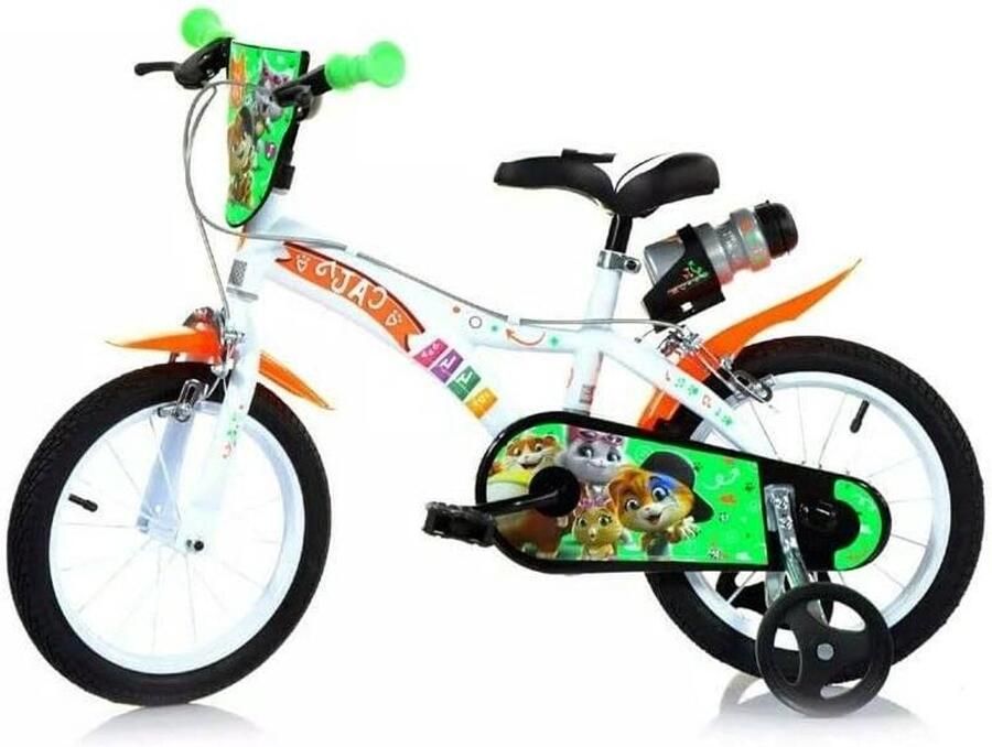 Kinderfiets Jongensfiets Buiten spelen Handremmen 14 inch Wit Oranje Groen