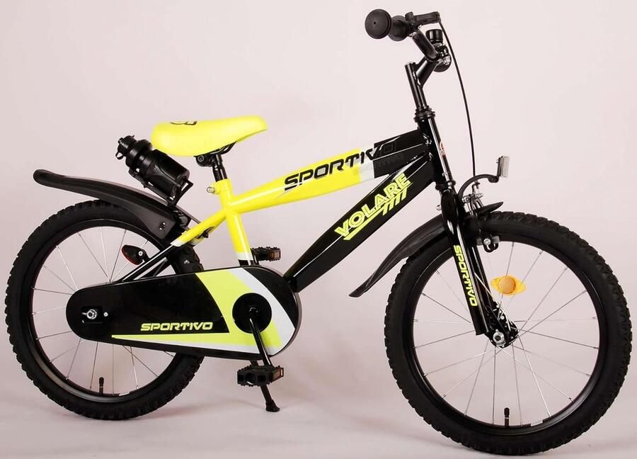 Kinderfiets Jongensfiets Buiten Spelen Veiligheidsremmen 18 inch Neongeel Zwart