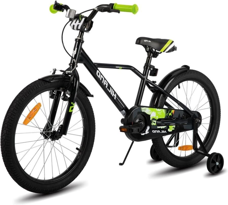 Kinderfiets Jongensfiets Fiets Leren Fietsen Dubbele Remmen 20 Inch Zwart Groen