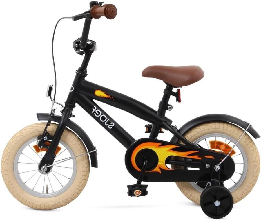 Kinderfiets Jongensfiets Leren Fietsen Met Zijwieltjes 12 inch Mat Zwart