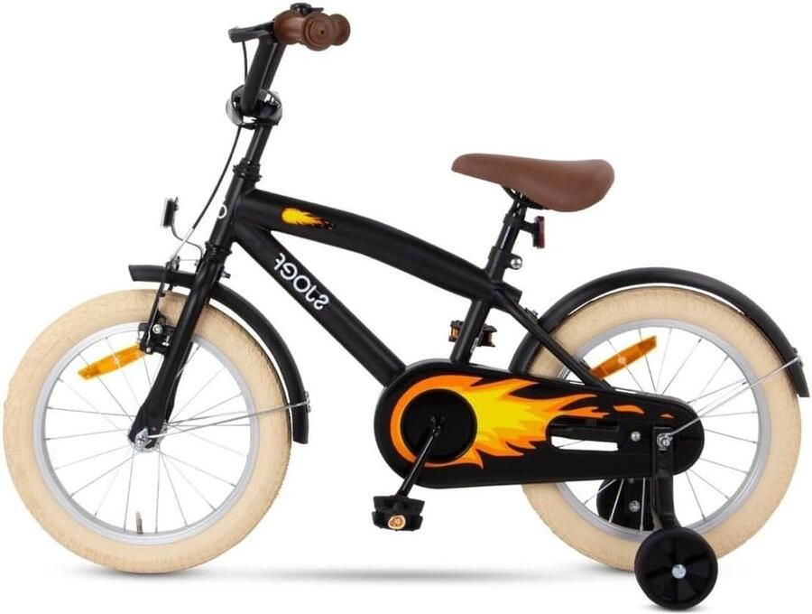 Kinderfiets Jongensfiets Leren Fietsen Met Zijwieltjes 16 inch Mat Zwart