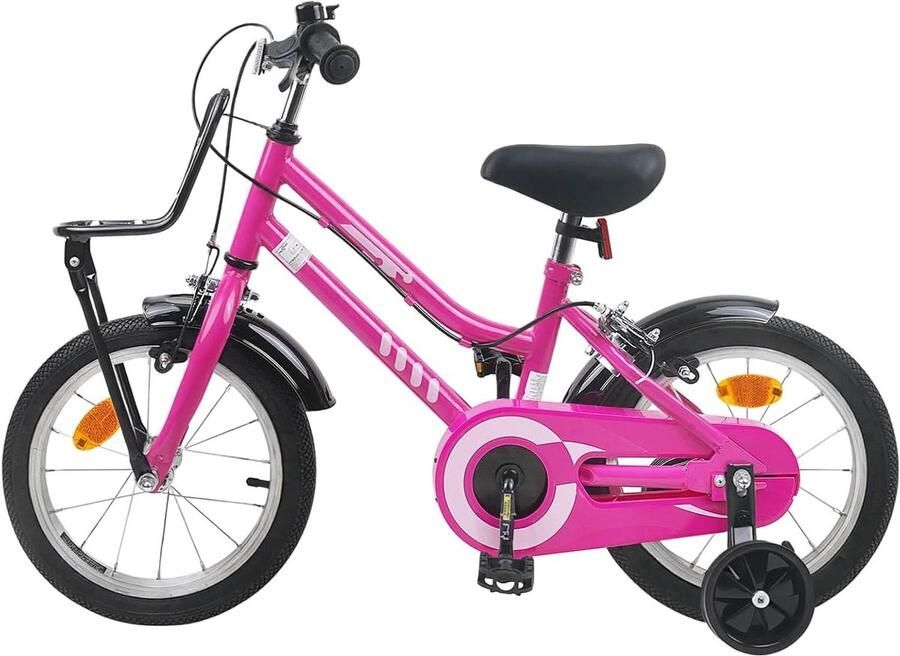 Kinderfiets sfiets sfiets Buiten Spelen Stalen Frame 14 inch Roze Zwart