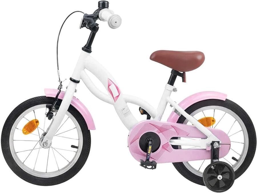 Kinderfiets sfiets sfiets Leren Fietsen Verstelbaar Zadel Handvatten 14 inch Wit