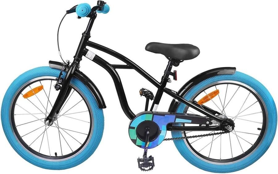 Kinderfiets sfiets sfiets Fietstraining Beginnen Meegroeiend Zadel 18 inch Zwart