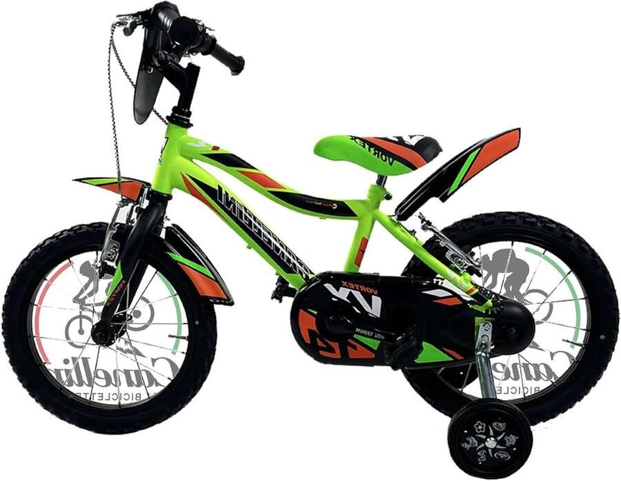 Kinderfiets sfiets sfiets Leren Fietsen Met Zijwieltjes 14 inch Neon Groen