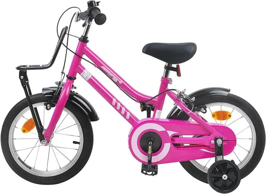 Kinderfiets sfiets sfiets Leren Fietsen Stalen Frame 14 inch Roze en Zwart