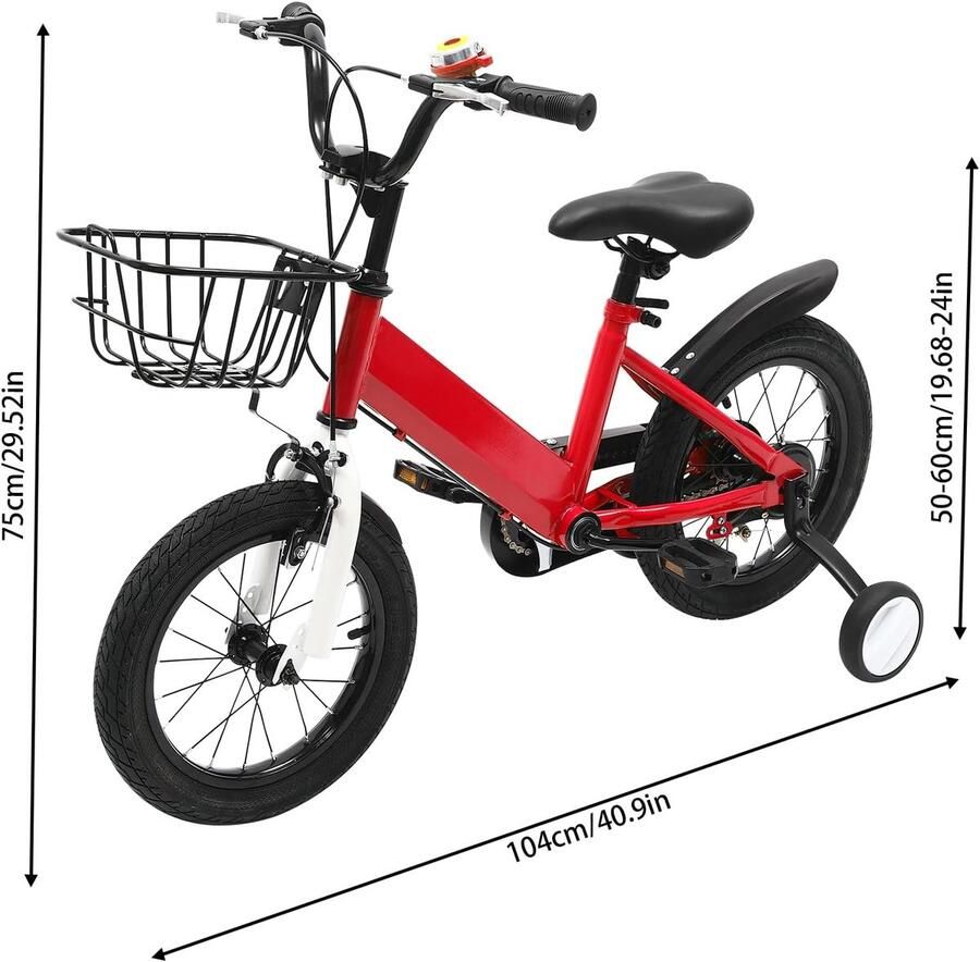 Kinderfiets sfiets sfiets Leren Fietsen Stevig Stalen Frame 14 inch Rood