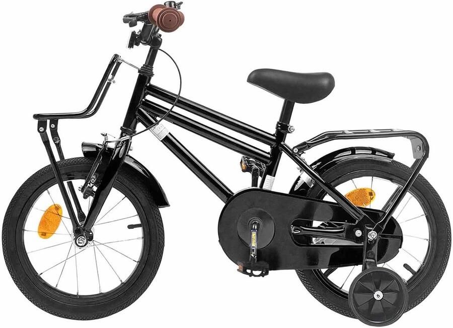 Kinderfiets sfiets sfiets Leren Fietsen Stevig Stalen Frame 14 inch Zwart