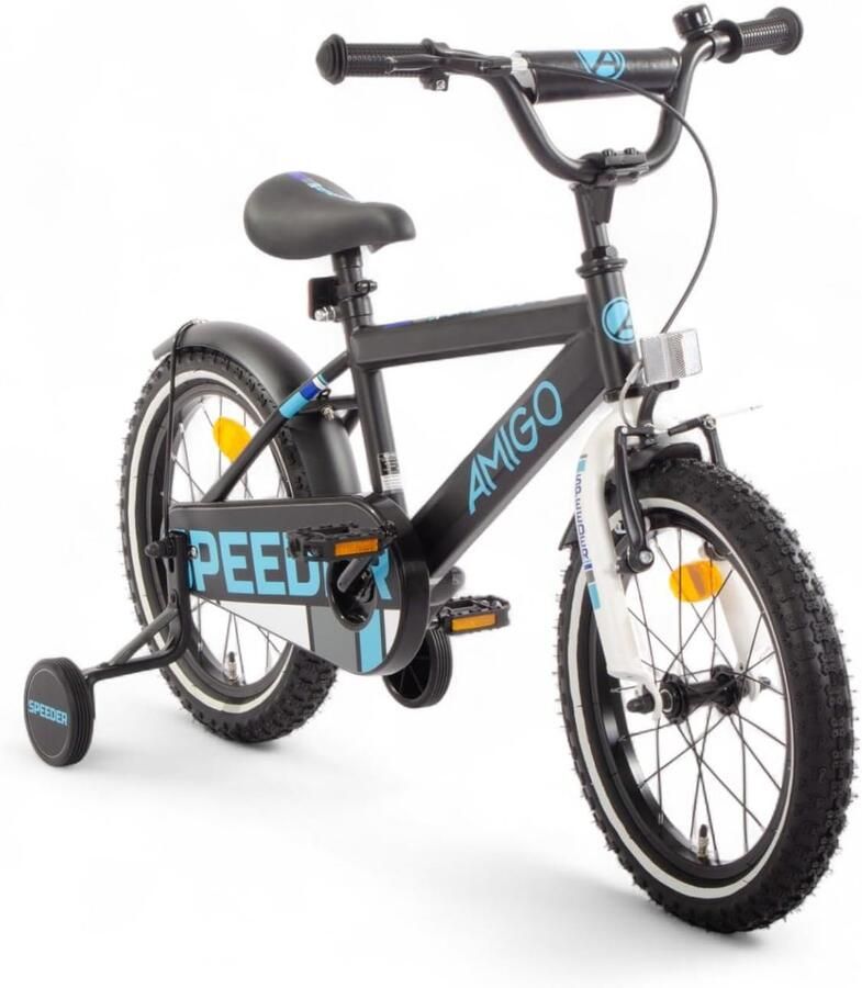 Kinderfiets sfiets sfiets Leren Fietsen Terugtraprem en V-brake 16 inch Zwart Blauw
