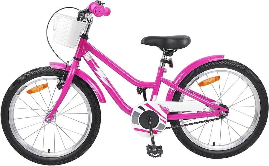 Kinderfiets sfiets sfiets Leren Fietsen Verstelbaar Stuur Zadel 18 Inch Wielen Donker Roze