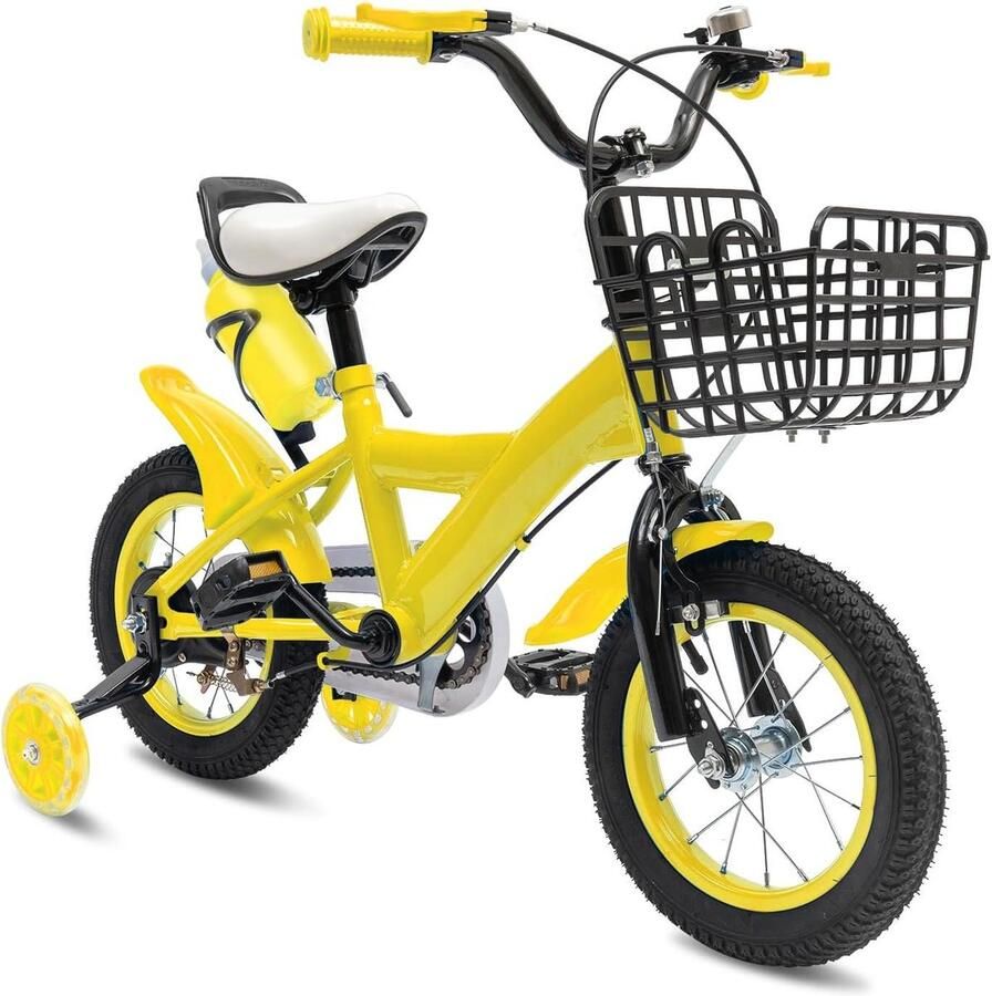 Kinderfiets sfiets sfiets Leren Fietsen Verstelbaar Zadel Stuur 12 Inch Geel