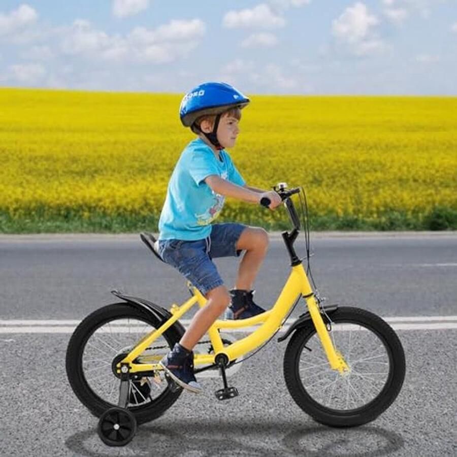 Kinderfiets sfiets sfiets Leren Fietsen Verstelbaar Zadel Stuur 16 inch Geel