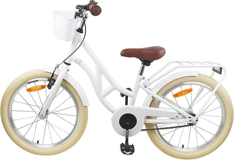 Kinderfiets sfiets sfiets Stadsverkenning Buitenspelen Stabiel Stalen Frame 24 Inch Wielen Wit