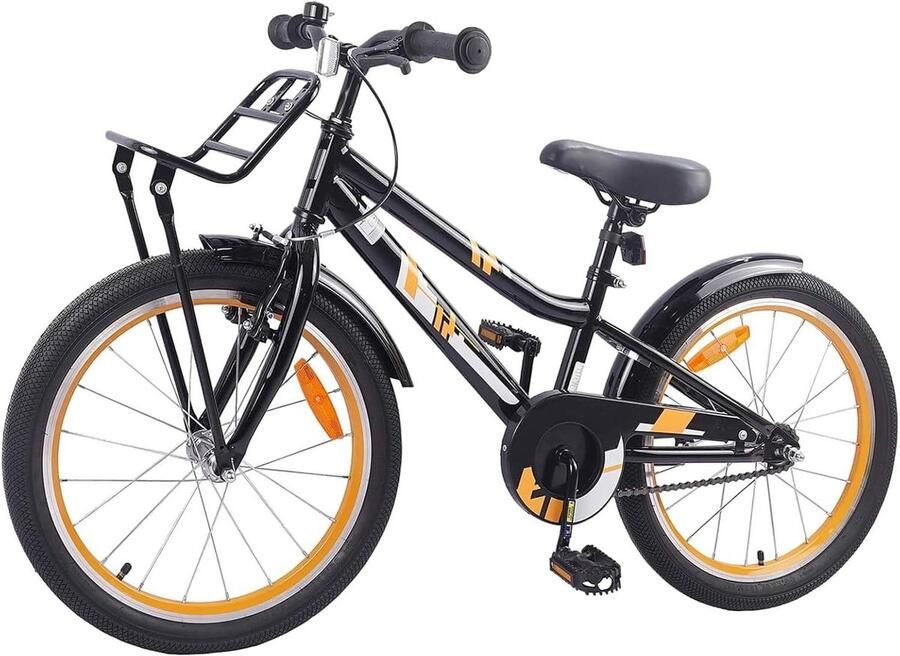 Kinderfiets sfiets sfiets Veilig Fietsen Intuïtief Remsysteem 18 inch Oranje Zwart