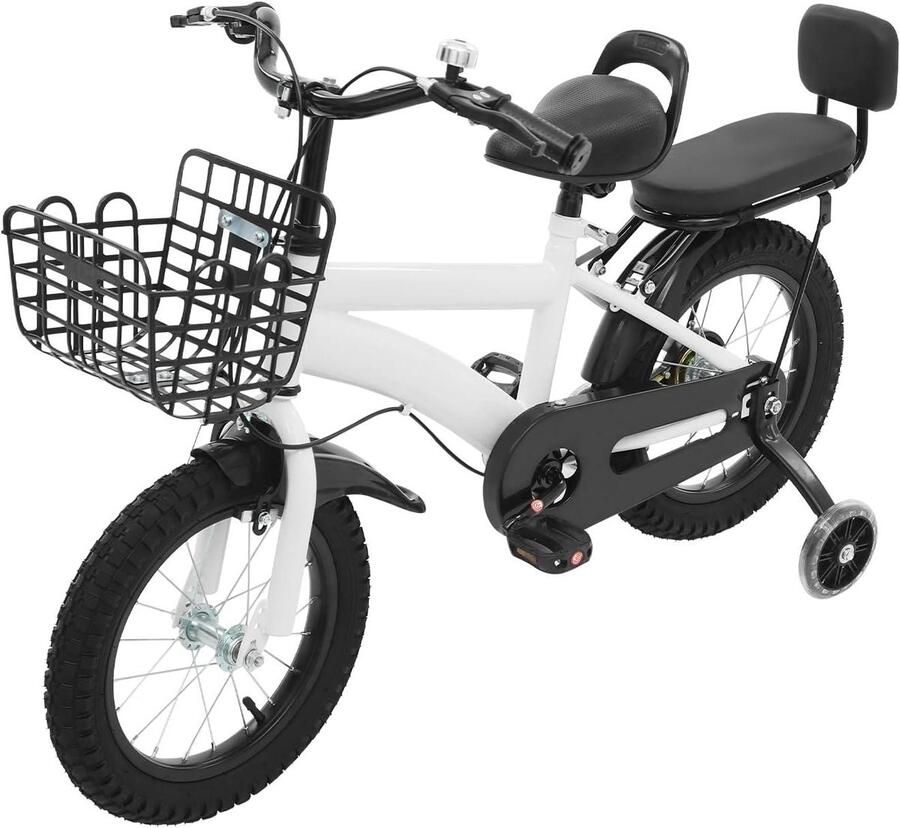 Kinderfiets sfiets sfiets Veilig Leren Fietsen Steunwielen Inclusief 14 inch Wit