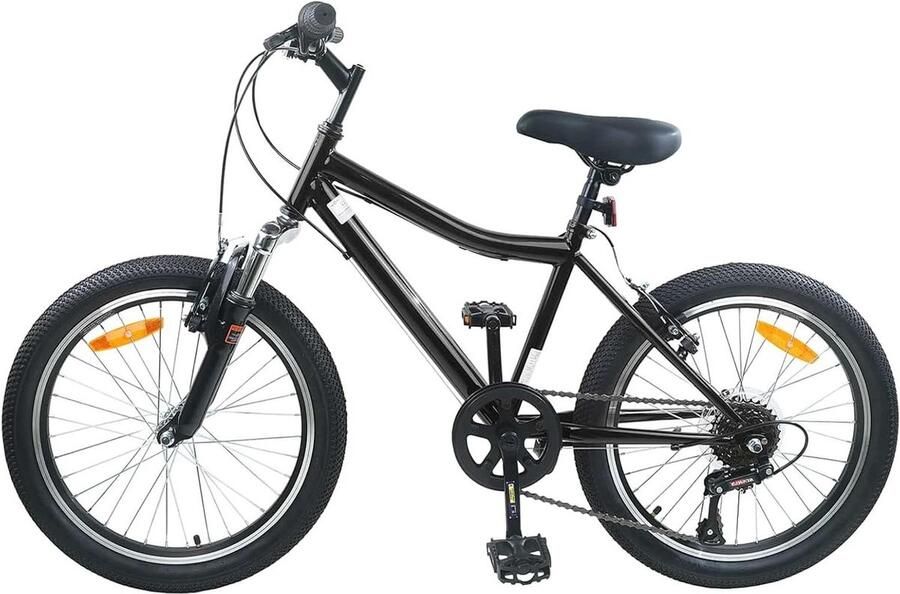 Kinderfiets sfiets sfiets Veilige Fietstochten Verstelbaar Stuur Zadel 24 inch Zwart
