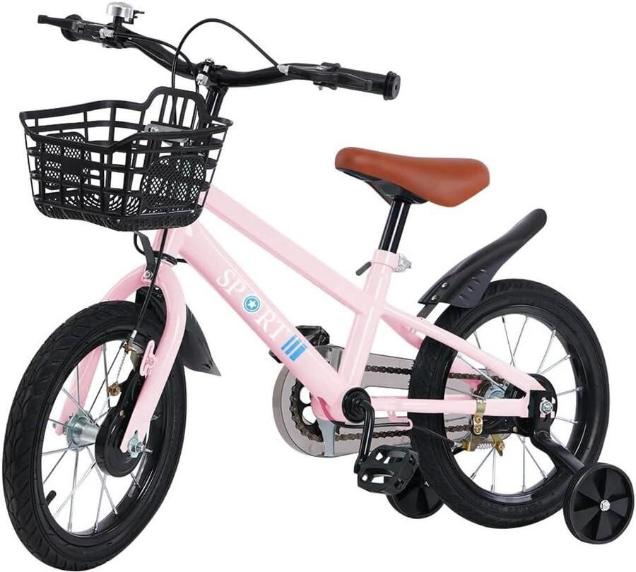 Kinderfiets Jongensmeisjes Fiets Leren Fietsen Veilig Anti-omval 12 tot 18 inch Roze