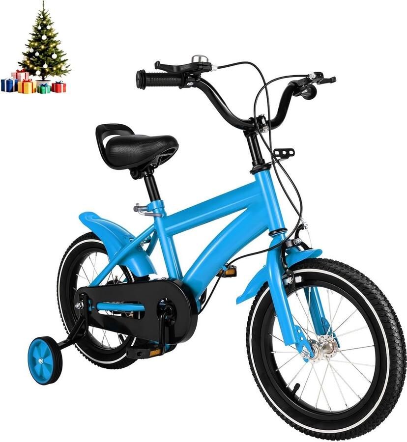 Kinderfiets Jongensmeisjesfiets Buitenspelen Verstelbaar Zadel Stuur 14 Inch Wielen Blauw