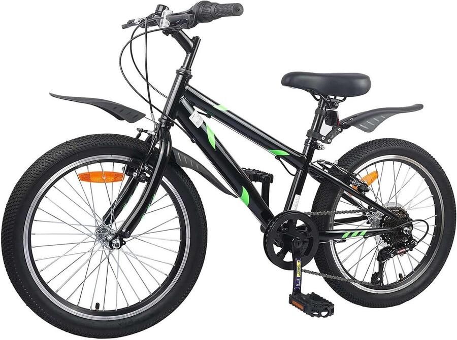 Kinderfiets Jongensmeisjesfiets Dagelijks gebruik 6 versnellingen 20 inch Zwart