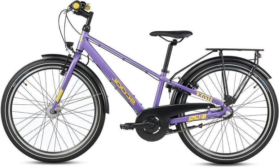 Kinderfiets Jongensmeisjesfiets Dagelijks Gebruik Lichtgewicht Aluminium Frame 24 inch Paars Geel