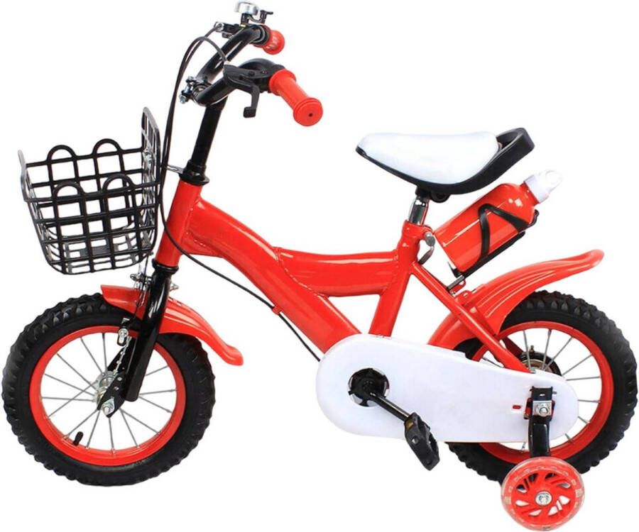 Kinderfiets – Kinderfiets vanaf 3 jaar – Loopfiets – Met Wieltjes – 12 Inch – Sportief – In Hoogte Verstelbaar – Voor en – Met Slijtvaste Banden